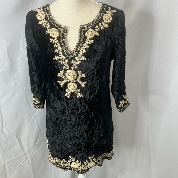 Soft surroundings velvet embroidered kaftan tunic - Picture 2 of 10